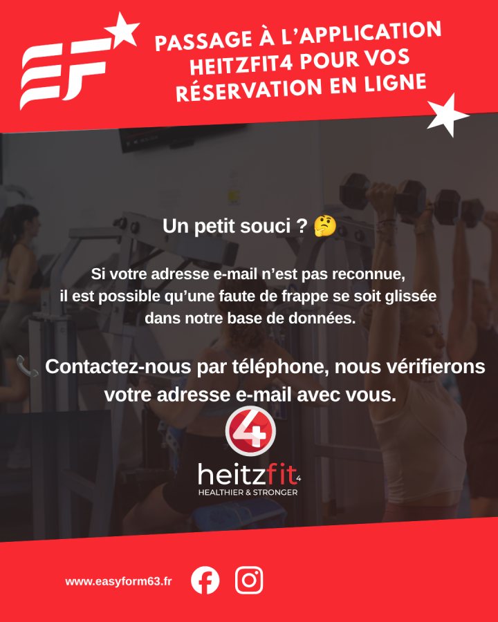 Passage à l’application HeitzFit 4 pour vos réservation en ligne   3